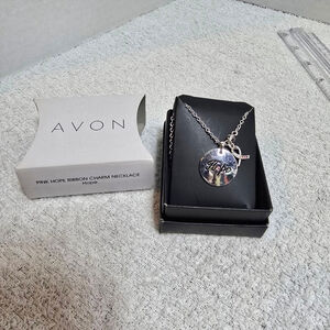 Women's Avon Silver Hope Pink Ribbon Charm Necklace One Size